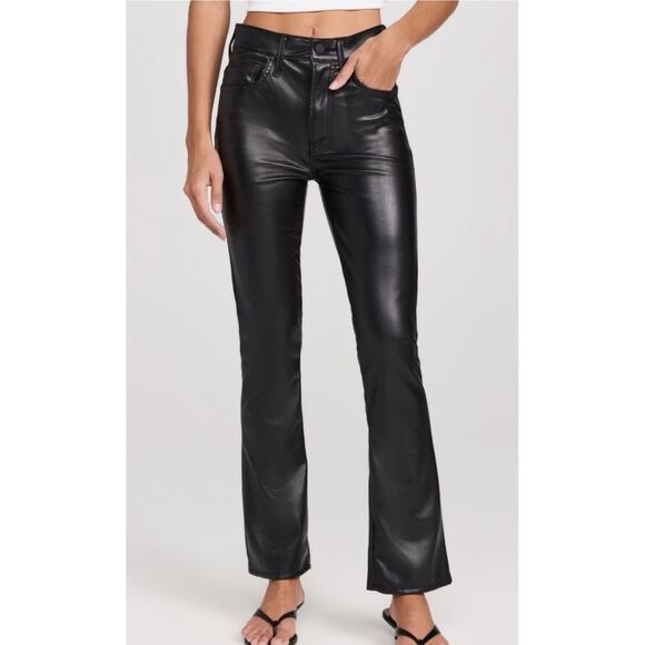 Mother The Insider Ankle Size 27 Wax On Wax Off Black Faux Leather Pants Jeans - Picture 4 of 16